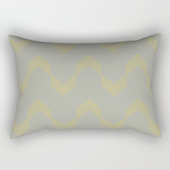 Simply Deconstructed Chevron Mod Yellow on Retro Gray Rectangular Pillow