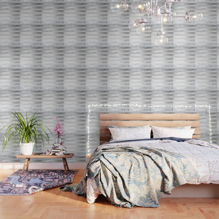 Silver Striped Trendy White Grey Marble Iii Wallpaper By Followmeinstead Society6