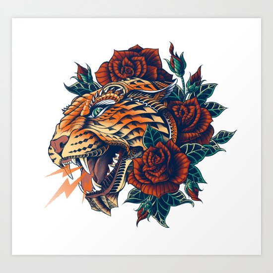 Ornate Leopard (Color Version) Art Print