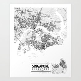 Singapore City Map - Light Art Print