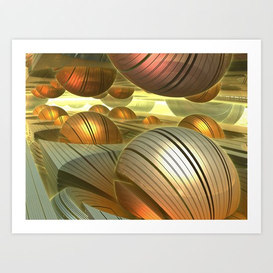 Golden Globes / / #fractal #fractals #3d Art Print