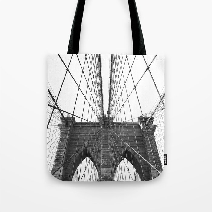 Brooklyn Bridge Black and White Travel Photography | New York City Views Tote Bag