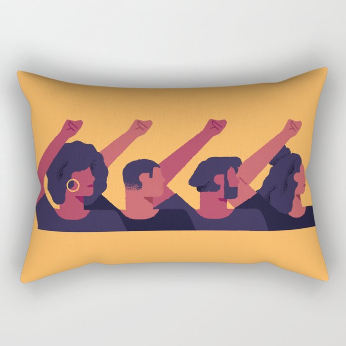 Group of black african american people with hands raised up Rectangular Pillow