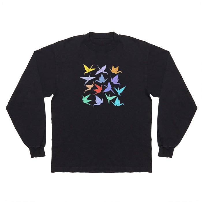 Japanese Origami paper cranes symbol of happiness, luck and longevity Long Sleeve T Shirt