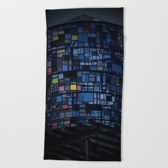 Stained glass water tower Beach Towel