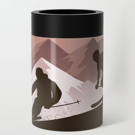 Winter Sport • Best Skiing Design Ever • Brown Background Can Cooler