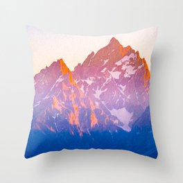 Grand Teton Mountains Peak Print Throw Pillow