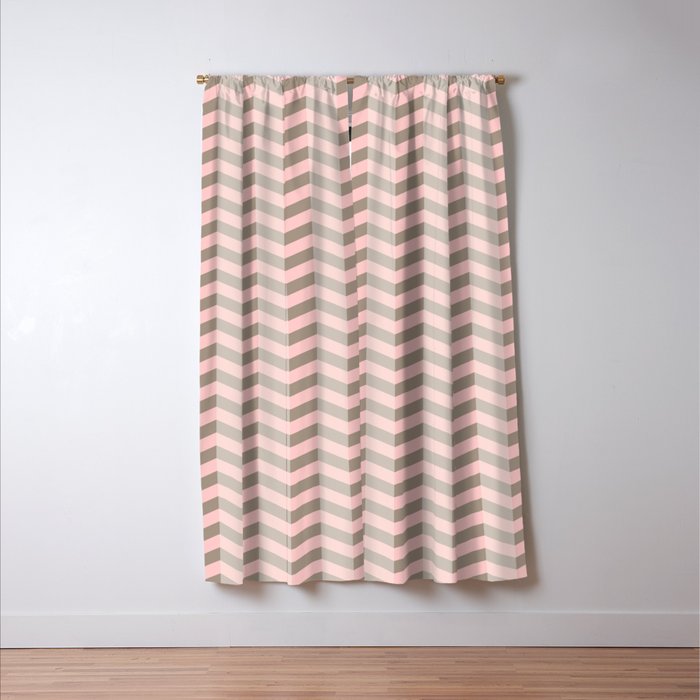 Beige And Pink Chevron Blackout Curtain By Momsboxershorts Society6