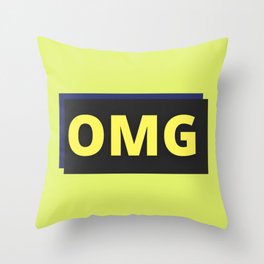 OMG Neon Black Yellow Throw Pillow