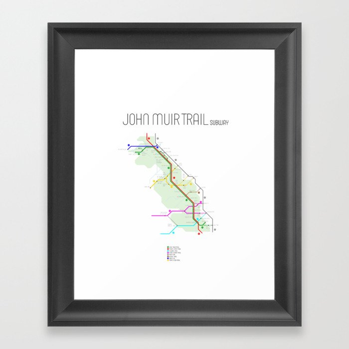 John Muir Trail Subway Map Framed Art Print