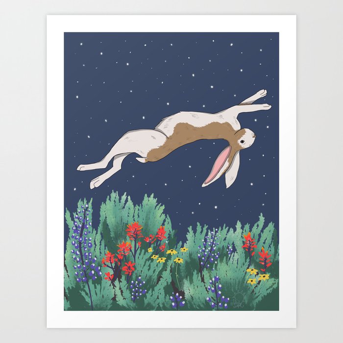 Spring Night Bunny Classic Rabbit Art Print