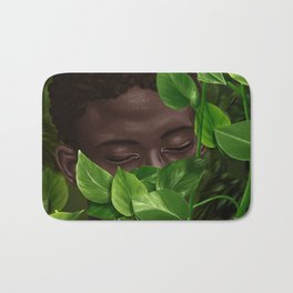Green Mask Bath Mat | Blacklifesmatter, Covid19, Curated, Mask, Painting, Digital, Plant, Nature, Black 