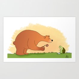 The bear and the sad turtle Art Print