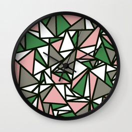 Triangles and tribulation green Wall Clock | Shatteredglass, Kaleidoscopic, Fragmenttriangle, Trianglemosaic, Geometrictriangular, Fractalartwork, Trianglerepeating, Geometrytriangles, Mesmerizingtriangle, Equilateral 