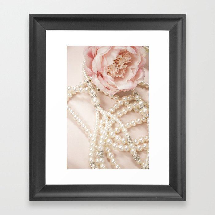 Peony and Pearls Framed Art Print