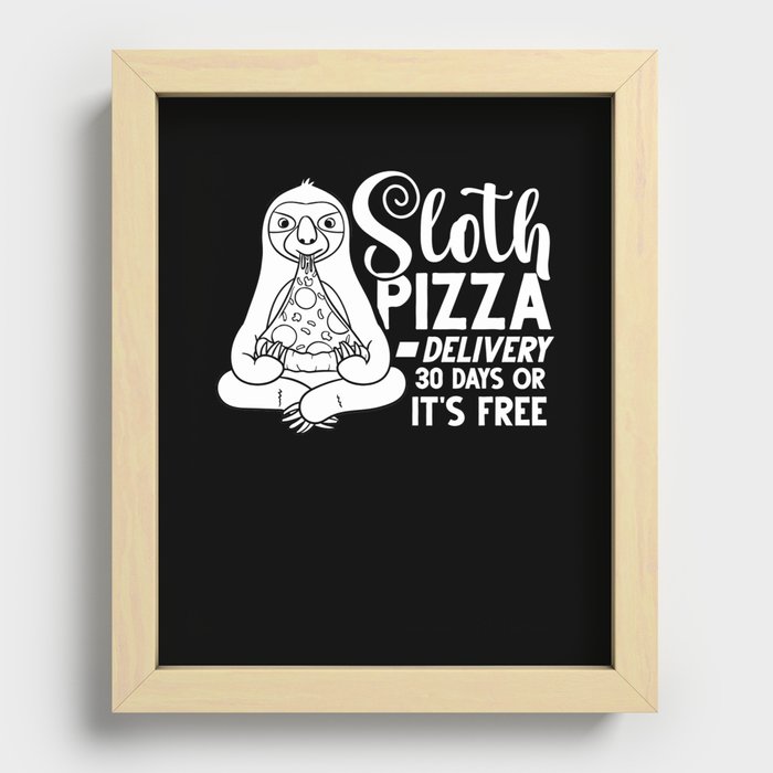 Sloth Eating Pizza Delivery Pizzeria Italian Recessed Framed Print