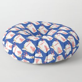Chinese Takeout Pattern - Blue Floor Pillow | Pattern, Painting, Vintage, Lomein, Retro, Pop Art, Chopsticks, Digital, Kitschy, Kitsch 