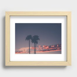 Silhouette of palm trees at sunset Recessed Framed Print