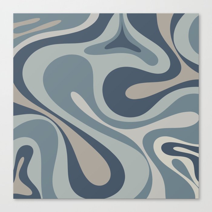 Mod Swirl Retro Abstract Pattern Neutral Blue Gray Canvas Print