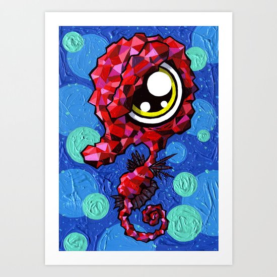 Harlequin Seahorse Art Print
