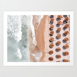 Aerial Beach Photography Digital Print Seashore People on a Beach Square Print Coastal Wall Art Download Ocean Sea Teal Water