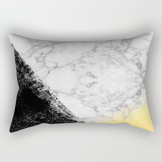 Marble with Black & Gold - gold foil, gold, marble, black and white, trendy, luxe, gold phone Rectangular Pillow