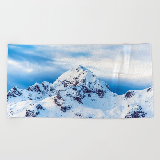 Snow Covered Mountain Beach Towel