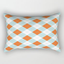 Aqua, Mint and Coral Orange Argyle Pattern Rectangular Pillow