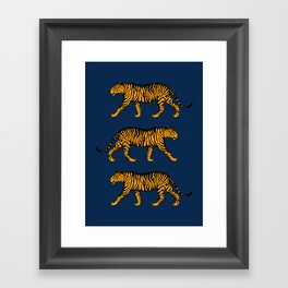Tigers (Navy Blue and Marigold) Framed Art Print