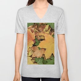 Leaves in natural color V Neck T Shirt