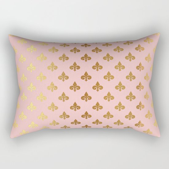 Royal gold ornaments on pink backround Rectangular Pillow