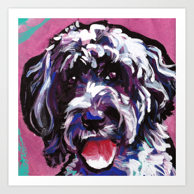 Pwd Portuguese Water Dog Fun Bright Colorful Pop Art Dog Painting