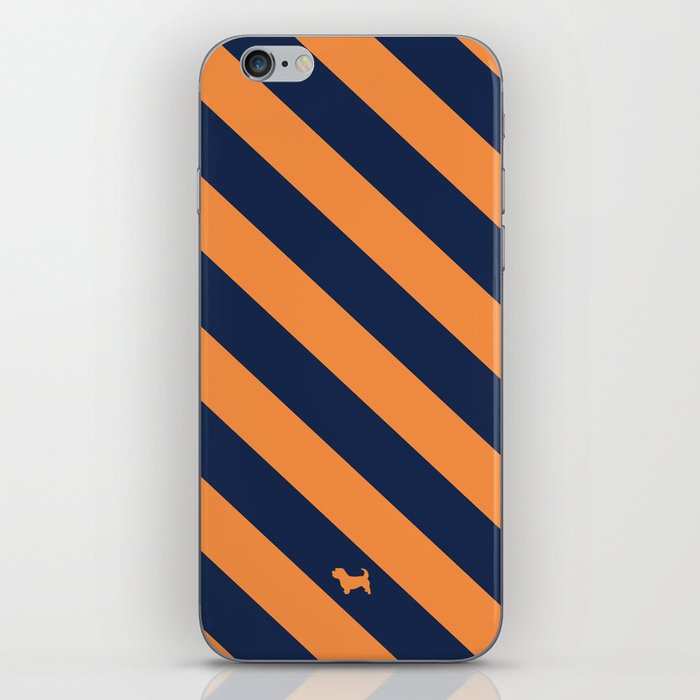 Preppy & Classy, Navy Blue / Orange Striped iPhone Skin