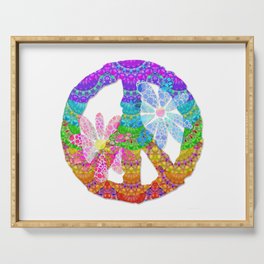 Sweet Peace - Colorful Mandala Art by Sharon Cummings Serving Tray