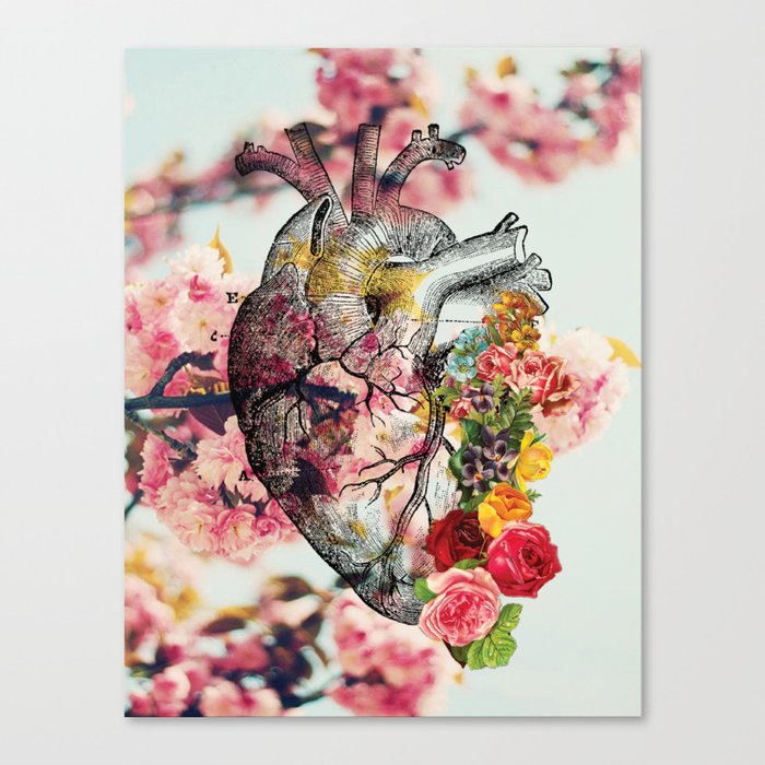 Heart & Flowers Canvas Print