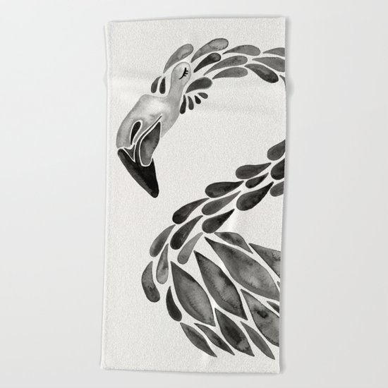 Miami Flamingo – Black Ink Beach Towel