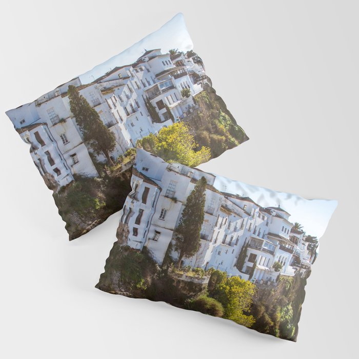 Spain Photography - Beautiful Village By A Small Cliff Pillow Sham