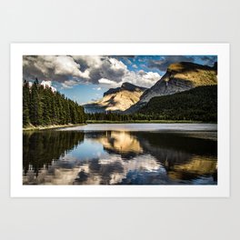 Tranquil Mountain Reflection Fishercap Lake Dark Autumn Mood Relaxing Woodland Forest Mountain Image Art Print