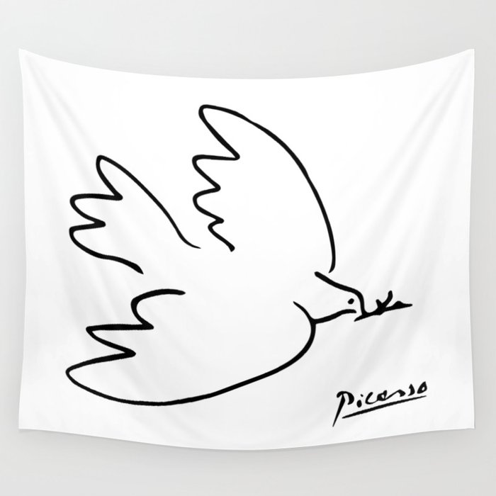 Pablo Picasso Dove Of Peace Line Drawing Sketch Artwork For Prints Posters Tshirts Men Women Kids Wall Tapestry By Cloth O Rama Society6,Couple Drawings Easy For Kids