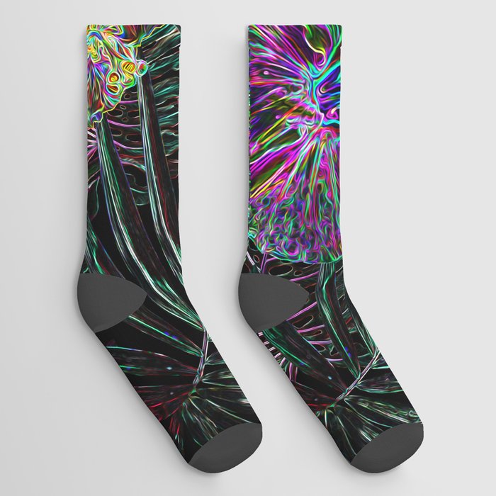 TROPICAL LEAFS WITH HIBISCUS Socks