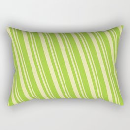 [ Thumbnail: Pale Goldenrod & Green Colored Lines Pattern Rectangular Pillow ]