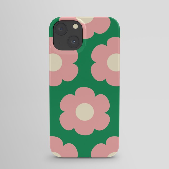 Tivoli Flowers Retro Floral Pattern Green Pink Cream iPhone Case