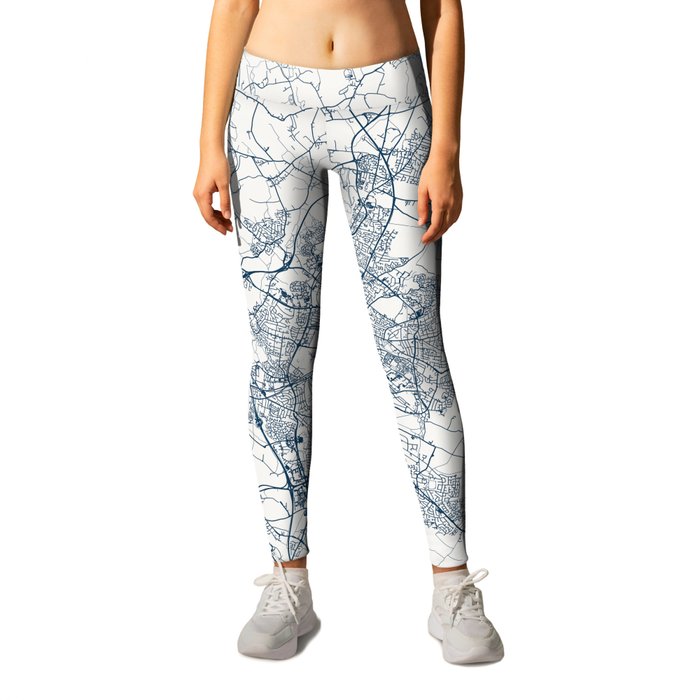 Leicester - England, Authentic Map Leggings