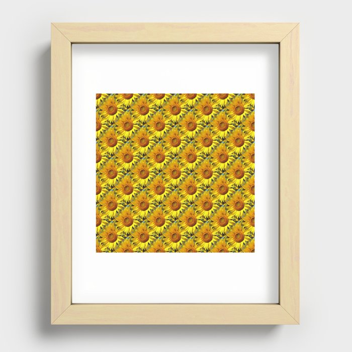 Summer Of Sunflowers Artistic Style Pattern Recessed Framed Print