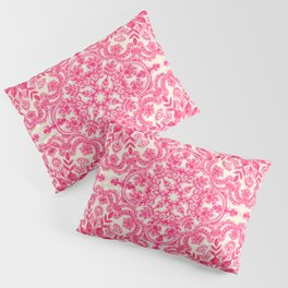 Hot Pink & Soft Cream Folk Art Pattern Pillow Sham