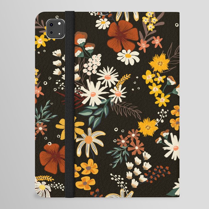 Bohemian Florals Black iPad Folio Case