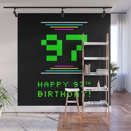 [ Thumbnail: 97th Birthday - Nerdy Geeky Pixelated 8-Bit Computing Graphics Inspired Look Wall Mural ]