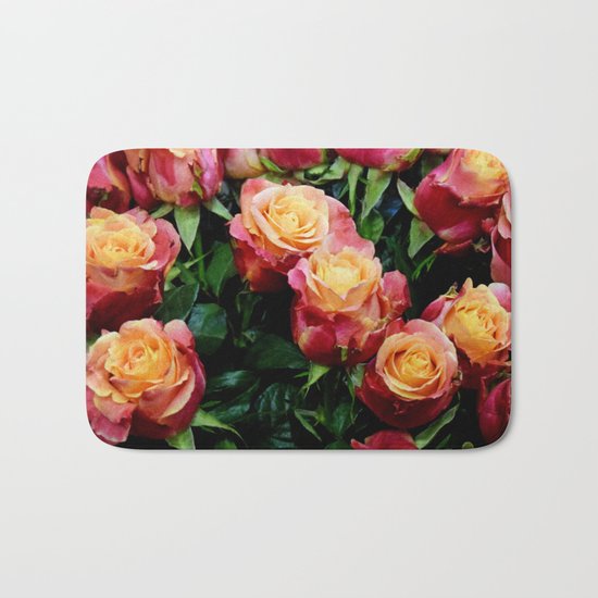 Red Orange Roses Bath Mat