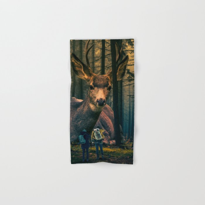 Meeting a Giant Deer Deep in the Forest Hand & Bath Towel