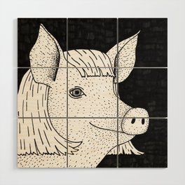 Pig In A Wig Wood Wall Art